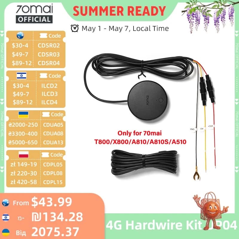 Kit 70mai 4G UP04: Control Remoto Real para tu Dashcam