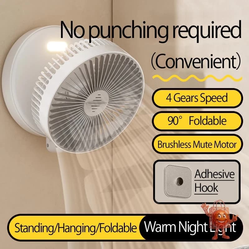 Ventilador Portatil 3en1 Plegable - Bateria 5000mAh y Luz Nocturna
