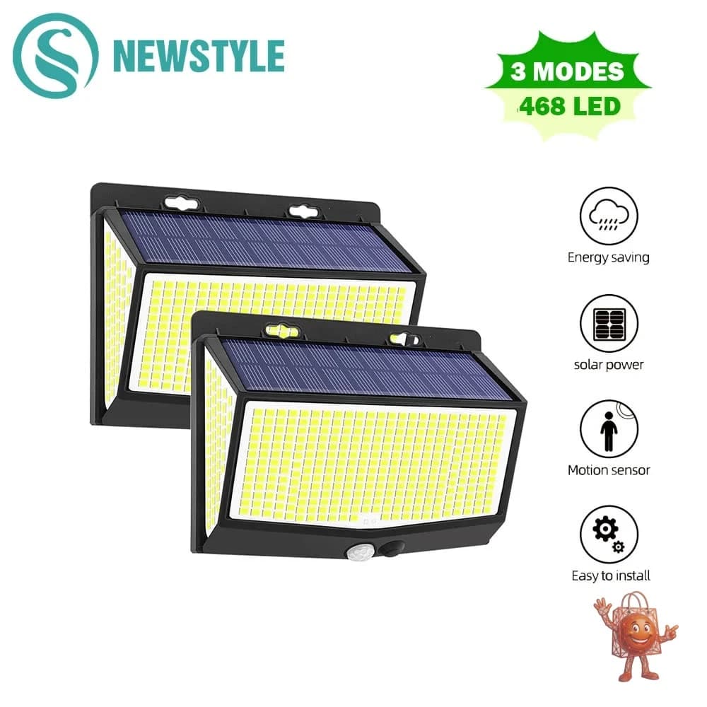 Luz solar exterior con 468 LEDs por menos de 7 euros