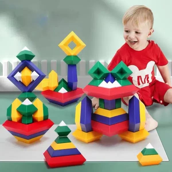 Set de bloques de construcción geometría 3D – Juguete educativo para niños