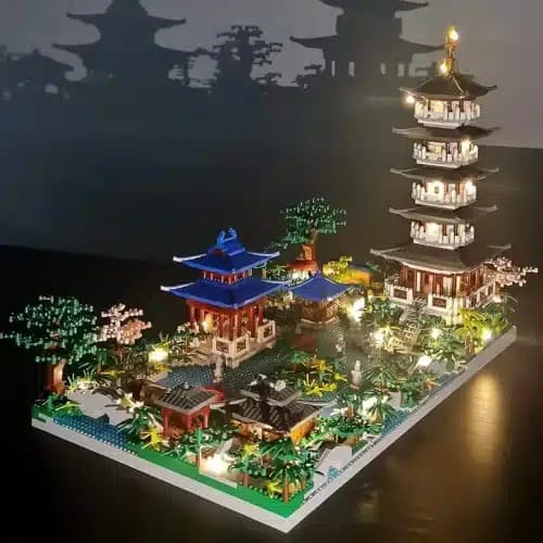 Micro bloques de construcción chinos – Diseño lago y árboles