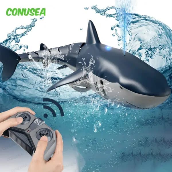 Remote Control Shark and Whale Toy with Water Spray Submarine Boat for Kids