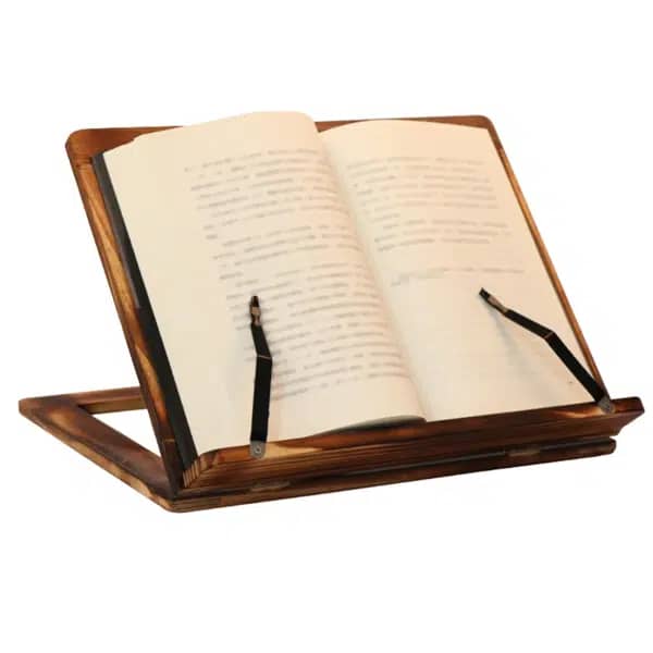 Atril de lectura ajustable de madera para computadora y libros
