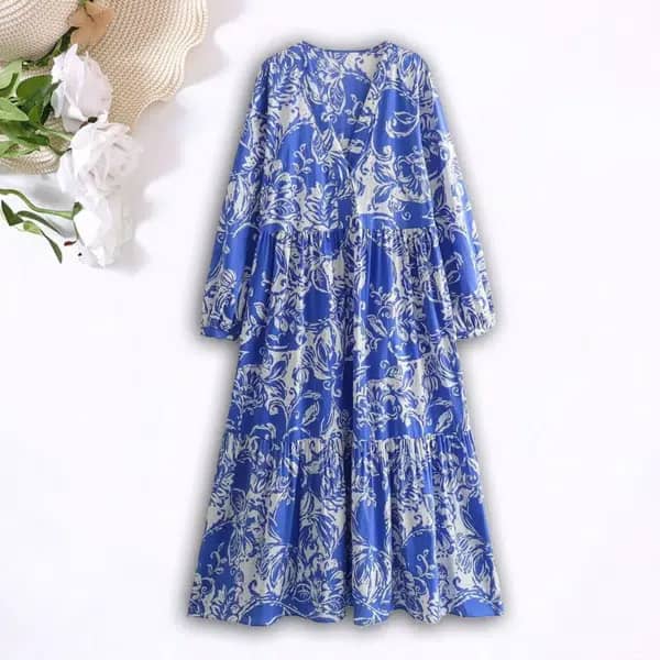 Women's Printed Dress with Long Sleeves