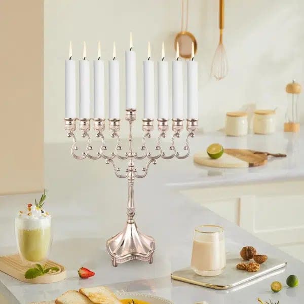 Candelabro de metal de 9 ramas para decoración de Hanukkah y eventos