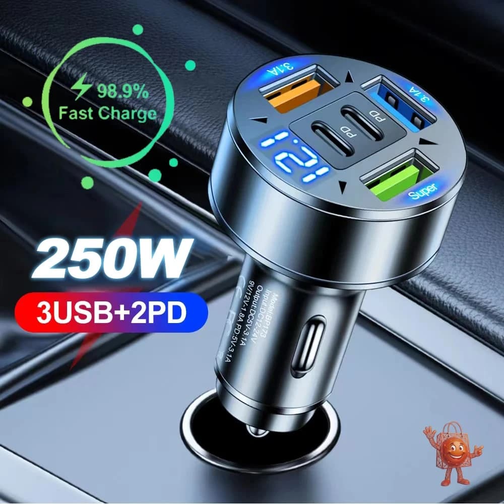 Cargador de auto 250W 5 puertos: ¿Vale €2.35?