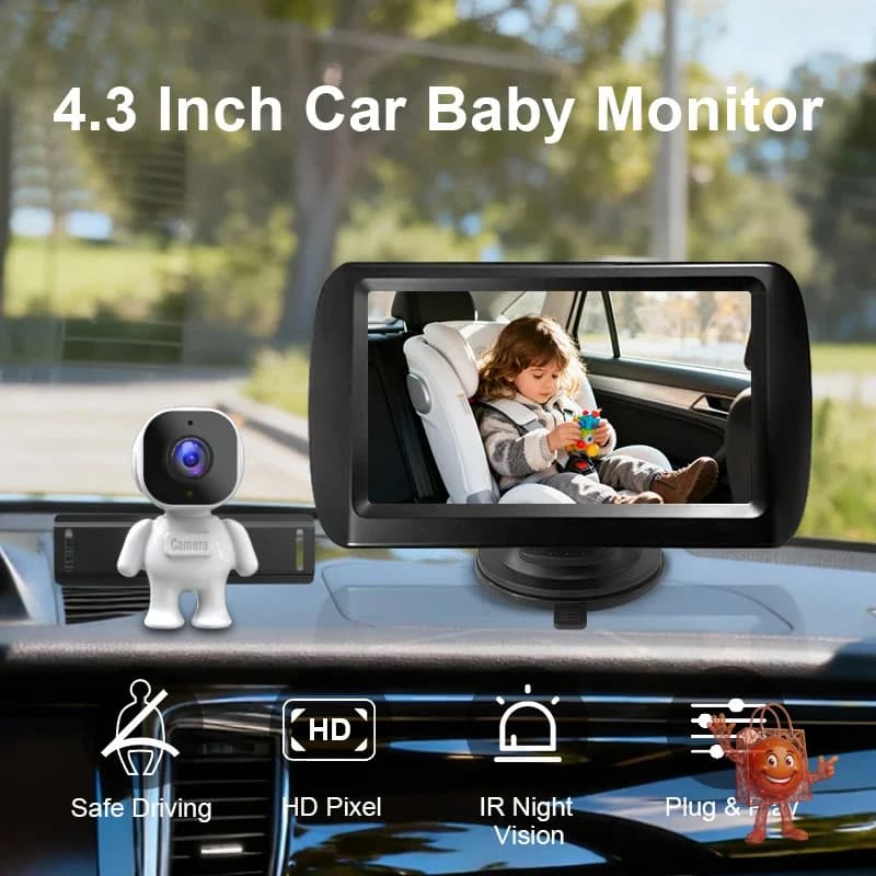 Espejo retrovisor para bebé 4.3" con visión nocturna a mitad de precio